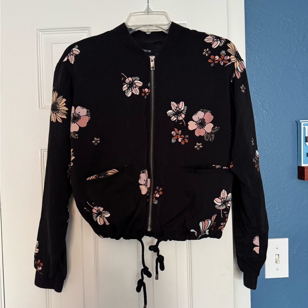 Who What Wear Black Floral Bomber Jacket